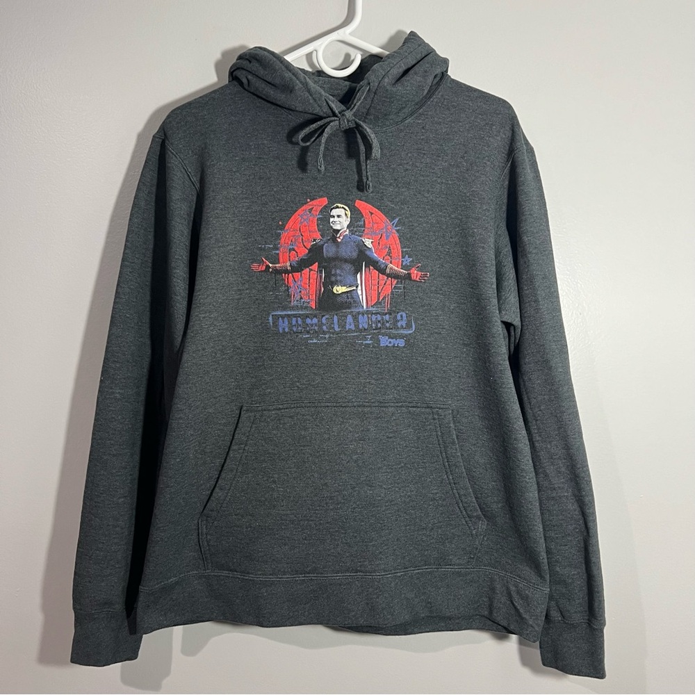 The Boys Homelander Gray Long Sleeve Pullover Sweatshirt Hoodie Mens Medium